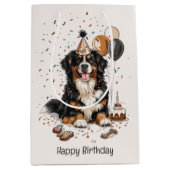Happy Birthday Bernese Mountain Dog Medium Cadeauzakje (Voorkant)