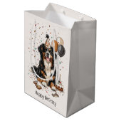 Happy Birthday Bernese Mountain Dog Medium Cadeauzakje (Achterkant Gekanteld)