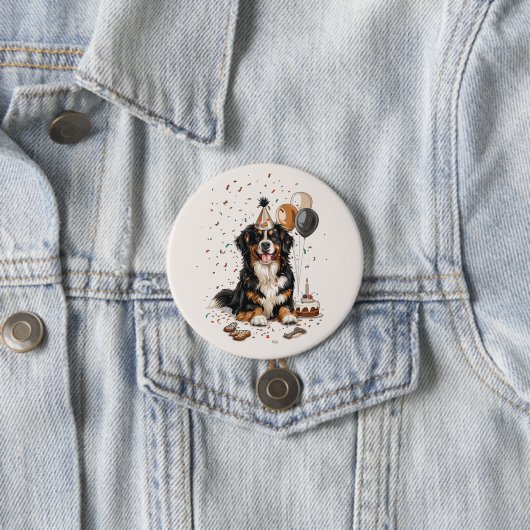 Happy Birthday Bernese Mountain Dog Ronde Button 7,6 Cm (In situ)