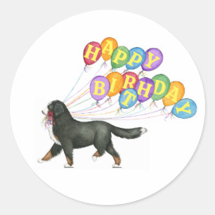 Happy Birthday Bernese Mountain Dog Ronde Sticker