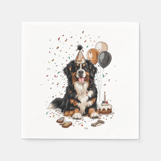 Happy Birthday Bernese Mountain Dog Servet (Voorkant)