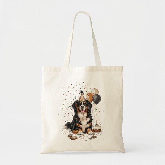 Happy Birthday Bernese Mountain Dog Tote Bag (Voorkant)