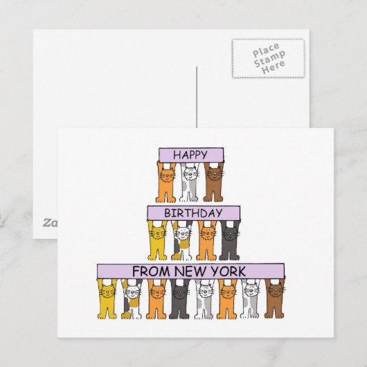 Happy Birthday beroemd gemaakt door New York Carto Briefkaart (Voorkant / Achterkant)