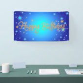 Happy Birthday, beroemd goud en blauw, Spandoek (Beurs)