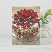 Happy Birthday Berry Cake Kaart (Staand voorkant)