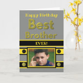 Happy Birthday Best Brother grijs foto Kaart (Gele Bloem)