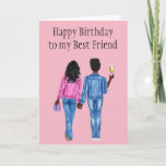 Happy Birthday Best Friend African American Feestdagen Kaart<br><div class="desc">Bekijk meer huid- en haaropties in mijn winkel. Neem contact met me op als je andere haar- en huidkleuren wilt. Dit ontwerp kan op het gebied worden gepersonaliseerd dat door de foto en/of tekst te veranderen wordt verstrekt. Of het kan worden aangepast door te klikken deze Sjabloon personaliseert en dan...</div>