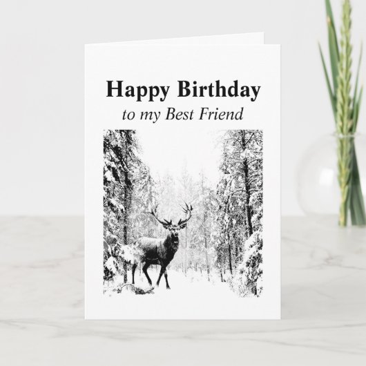 Happy Birthday Best Friend  Stag, Deer Kaart (Voorkant)
