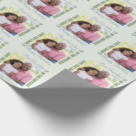 Happy Birthday Best Grandpa in Universe Photo Cadeaupapier (Hoek)