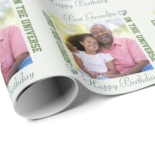 Happy Birthday Best Grandpa in Universe Photo Cadeaupapier (Rol Hoek)