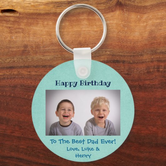 Happy Birthday Beste pap ooit Aangepaste foto Sleutelhanger (Achterkant)