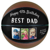 Happy Birthday Beste vader 3 Foto Collage Black Basketbal (Voorkant)