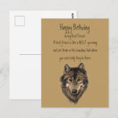 Happy Birthday, beste vriend Wolf, Wolvenkaart Briefkaart (Voorkant / Achterkant)