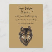Happy Birthday, beste vriend Wolf, Wolvenkaart Briefkaart (Voorkant)