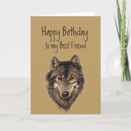 Happy Birthday, beste vriend Wolf, Wolvenkaart Kaart (Voorkant)