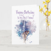 Happy Birthday, beste vriend Wolf, Wolvenkaart Kaart (Gele Bloem)