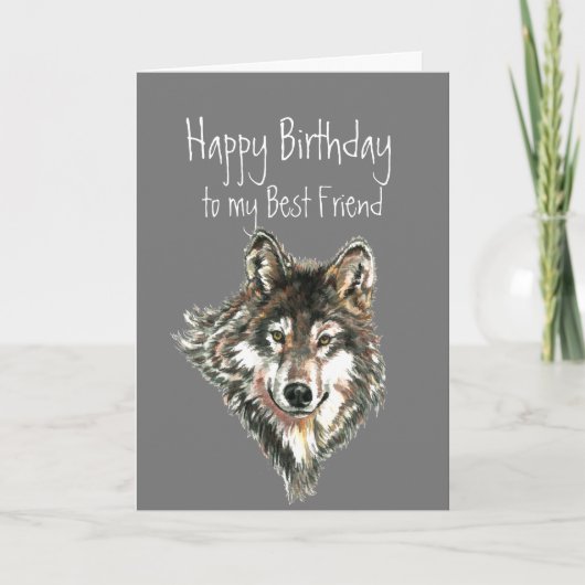 Happy Birthday, beste vriend Wolf, Wolvenkaart Kaart (Voorkant)
