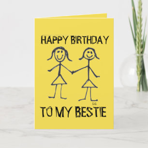 HAPPY BIRTHDAY BESTIE BBF GREETING CARDS FEESTDAGEN KAART