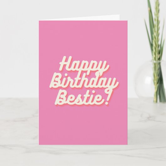 Happy Birthday Bestie | Roze Kaart (Voorkant)