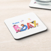 Happy Birthday Beverage Coaster Baby Beren Bier Onderzetter (Linkerzijde)