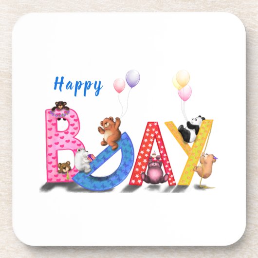 Happy Birthday Beverage Coaster Baby Beren Bier Onderzetter (Voorkant)
