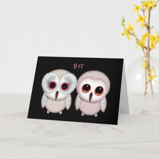 Happy Birthday BFF Uil Kaart (Gele Bloem)