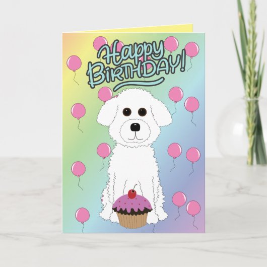 Happy Birthday Bichon Frise  Kaart (Voorkant)