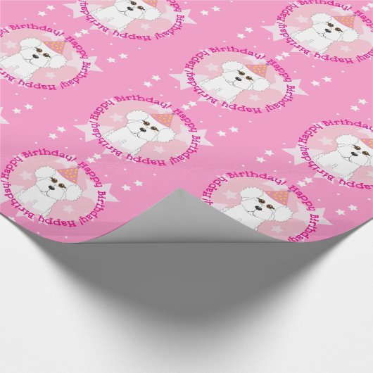 Happy Birthday Bichon Frise Wrapping Paper Cadeaupapier (Hoek)