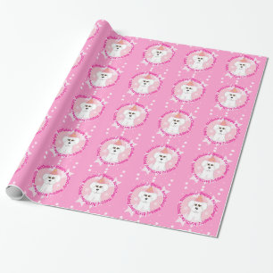 Happy Birthday Bichon Frise Wrapping Paper Cadeaupapier