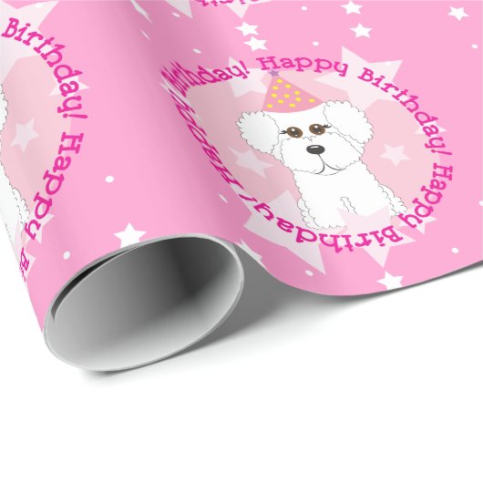Happy Birthday Bichon Frise Wrapping Paper Cadeaupapier (Rol Hoek)