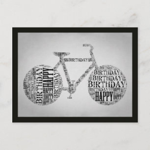 Happy Birthday Bicycle Typography Briefkaart