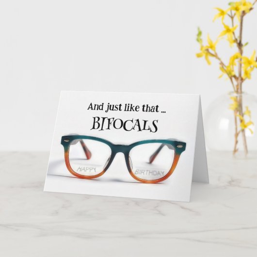 Happy Birthday Bifocals Kaart (Gele Bloem)