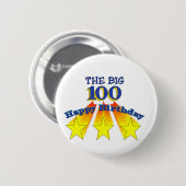 Happy Birthday Big 100 Ronde Button 5,7 Cm (Voorkant /achterkant)