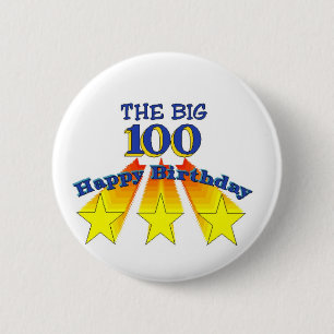 Happy Birthday Big 100 Ronde Button 5,7 Cm