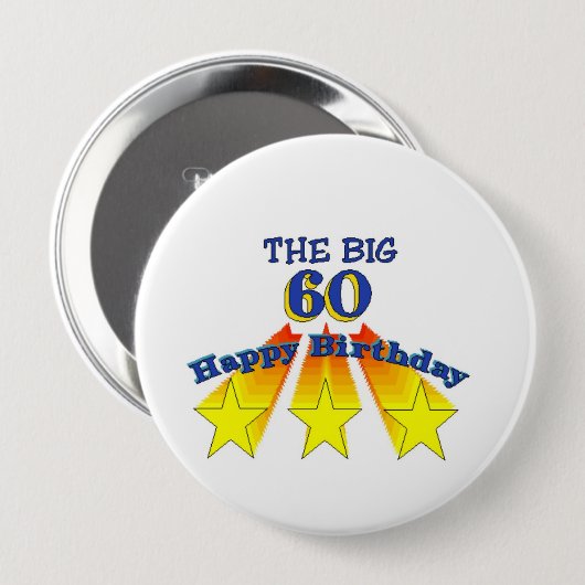 Happy Birthday Big 60 Pinback Button (Voorkant /achterkant)