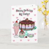 Happy Birthday Big Sister | Ice Cream Cone Kaart (Gele Bloem)