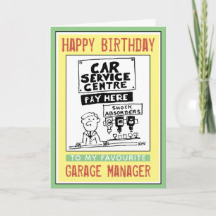 Happy Birthday bij een Garage Manager Kaart