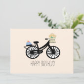 Happy Birthday  Bike Cake Flower Greeting Kaart (Staand voorkant)