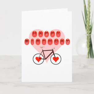 Happy Birthday Bike en Hearts Kaart