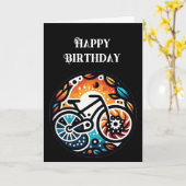 Happy Birthday Bike Inspirerend Kaart (Gele Bloem)