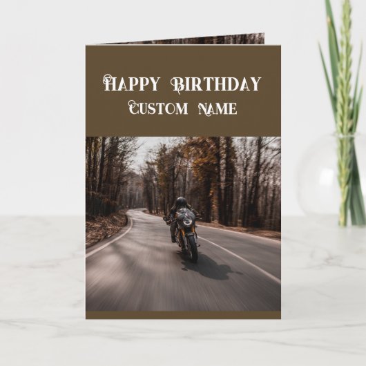 Happy Birthday Biker Motorcycle Custom Name Kaart (Voorkant)