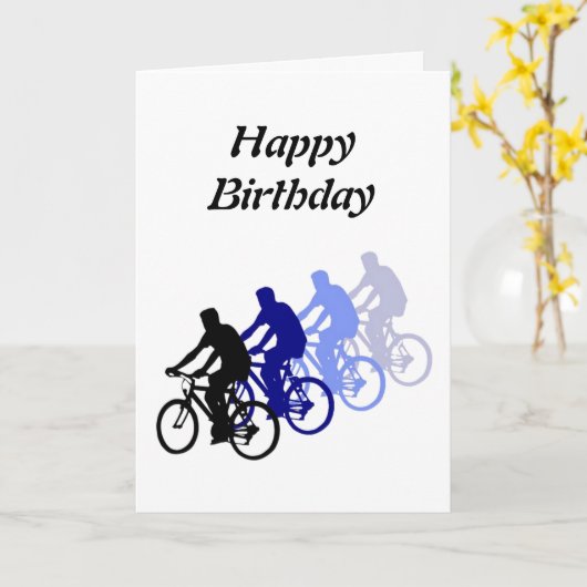 Happy Birthday Biking Design Kaart (Gele Bloem)