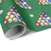 Happy Birthday Billiard Balls op Green Cadeaupapier (Rol Hoek)