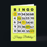 Happy Birthday BINGO Kaart<br><div class="desc">Hoop dat je de jackpot wint,  grappige gele BINGO verjaardagskaart voor je favoriete BINGO-speler.</div>