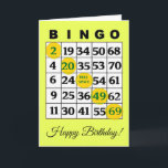 Happy Birthday BINGO Kaart<br><div class="desc">Hoop dat je de jackpot wint,  grappige gele BINGO verjaardagskaart voor je favoriete BINGO-speler.</div>