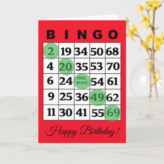 Happy Birthday BINGO Kaart (Gele Bloem)