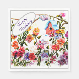 Happy Birthday Bird House Servet