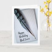 Happy Birthday Bird Lover Blue Jay Feather Card Kaart (Gele Bloem)