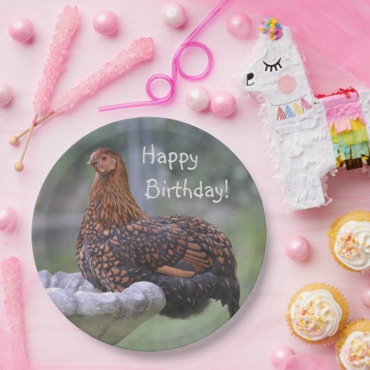 Happy Birthday Birdbat Chicken Papieren Bordje (Feest)