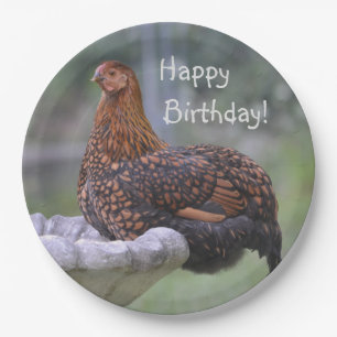 Happy Birthday Birdbat Chicken Papieren Bordje